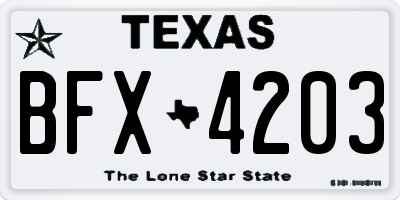 TX license plate BFX4203