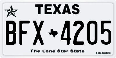 TX license plate BFX4205