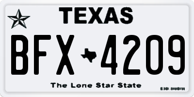 TX license plate BFX4209