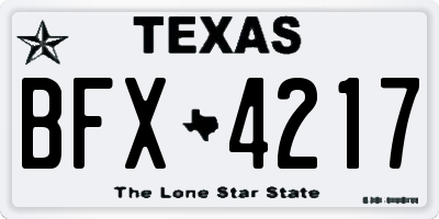TX license plate BFX4217