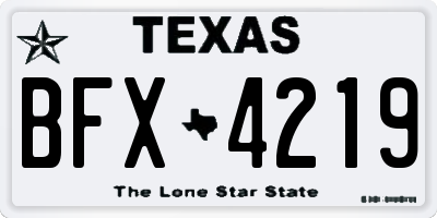 TX license plate BFX4219