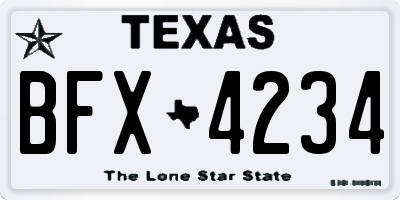 TX license plate BFX4234