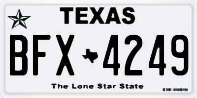 TX license plate BFX4249