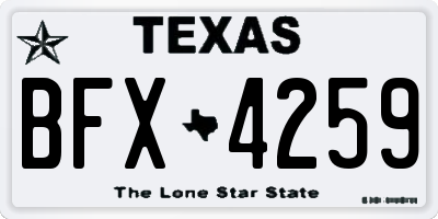 TX license plate BFX4259
