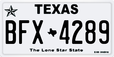 TX license plate BFX4289