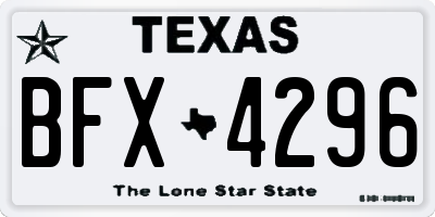 TX license plate BFX4296
