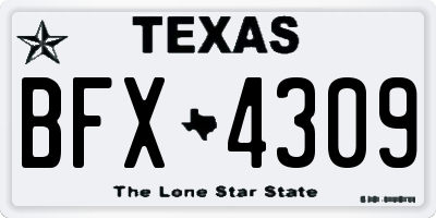 TX license plate BFX4309