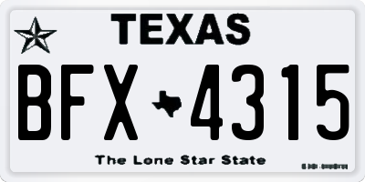 TX license plate BFX4315