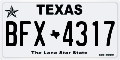 TX license plate BFX4317
