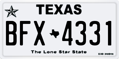 TX license plate BFX4331