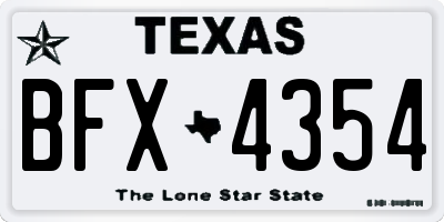 TX license plate BFX4354