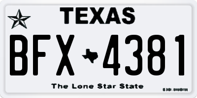 TX license plate BFX4381