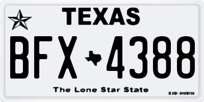 TX license plate BFX4388