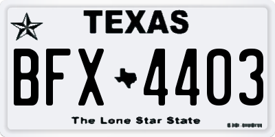 TX license plate BFX4403