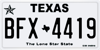 TX license plate BFX4419