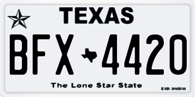 TX license plate BFX4420