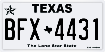 TX license plate BFX4431
