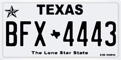 TX license plate BFX4443