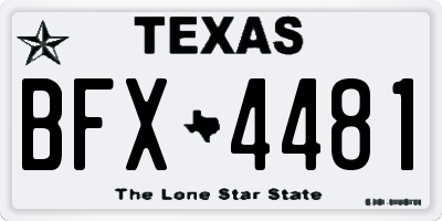 TX license plate BFX4481