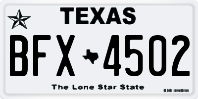 TX license plate BFX4502