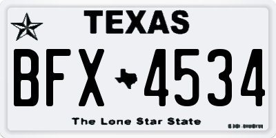 TX license plate BFX4534