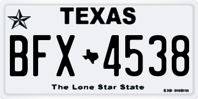TX license plate BFX4538