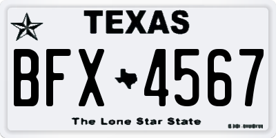 TX license plate BFX4567