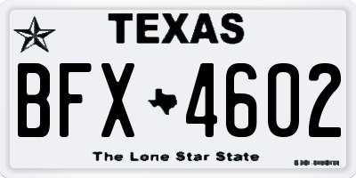 TX license plate BFX4602