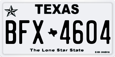 TX license plate BFX4604