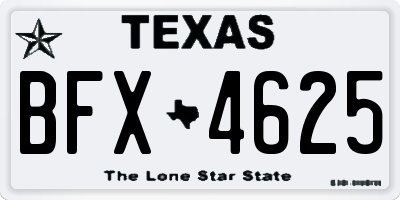 TX license plate BFX4625
