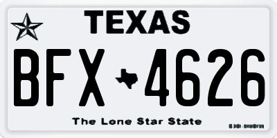 TX license plate BFX4626