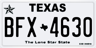 TX license plate BFX4630