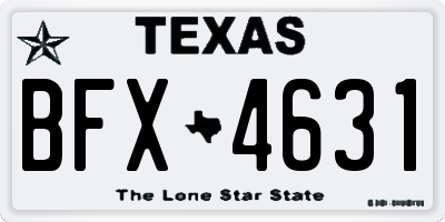 TX license plate BFX4631