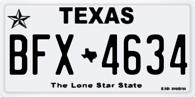 TX license plate BFX4634