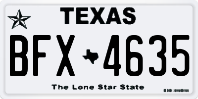 TX license plate BFX4635