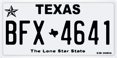 TX license plate BFX4641