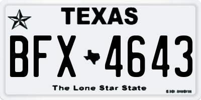 TX license plate BFX4643