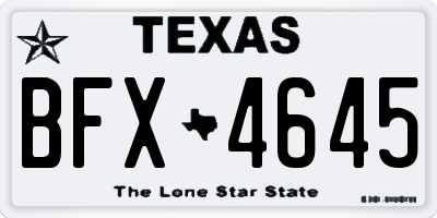TX license plate BFX4645