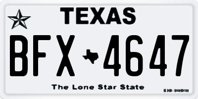 TX license plate BFX4647