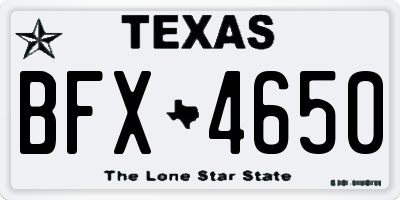TX license plate BFX4650