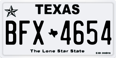 TX license plate BFX4654