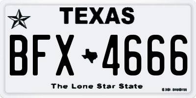TX license plate BFX4666