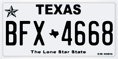 TX license plate BFX4668
