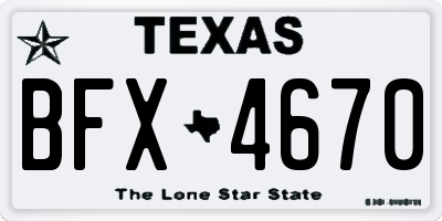 TX license plate BFX4670