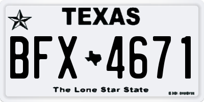 TX license plate BFX4671
