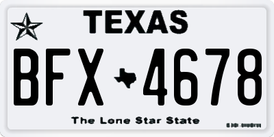 TX license plate BFX4678