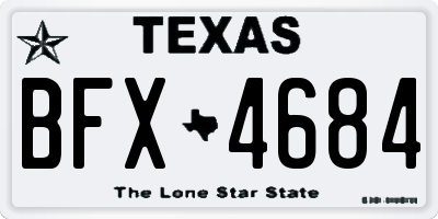 TX license plate BFX4684