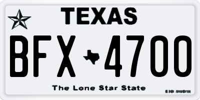TX license plate BFX4700