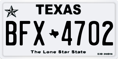 TX license plate BFX4702