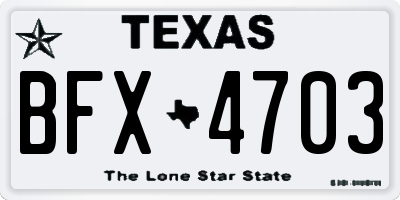 TX license plate BFX4703